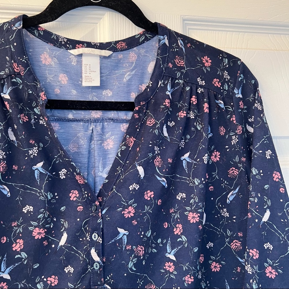 H&M floral navy blouse